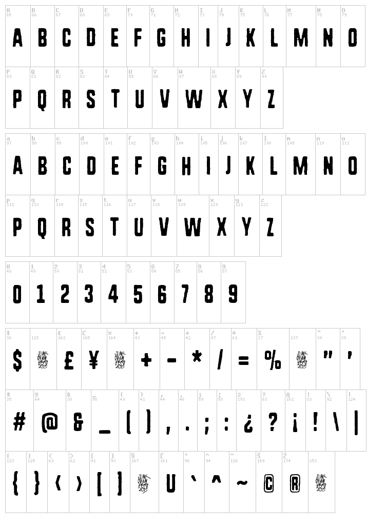 Rough Simple font map